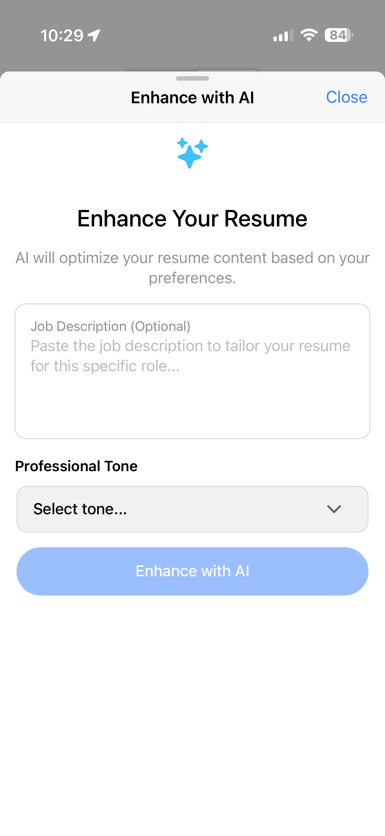 Resume live preview screen